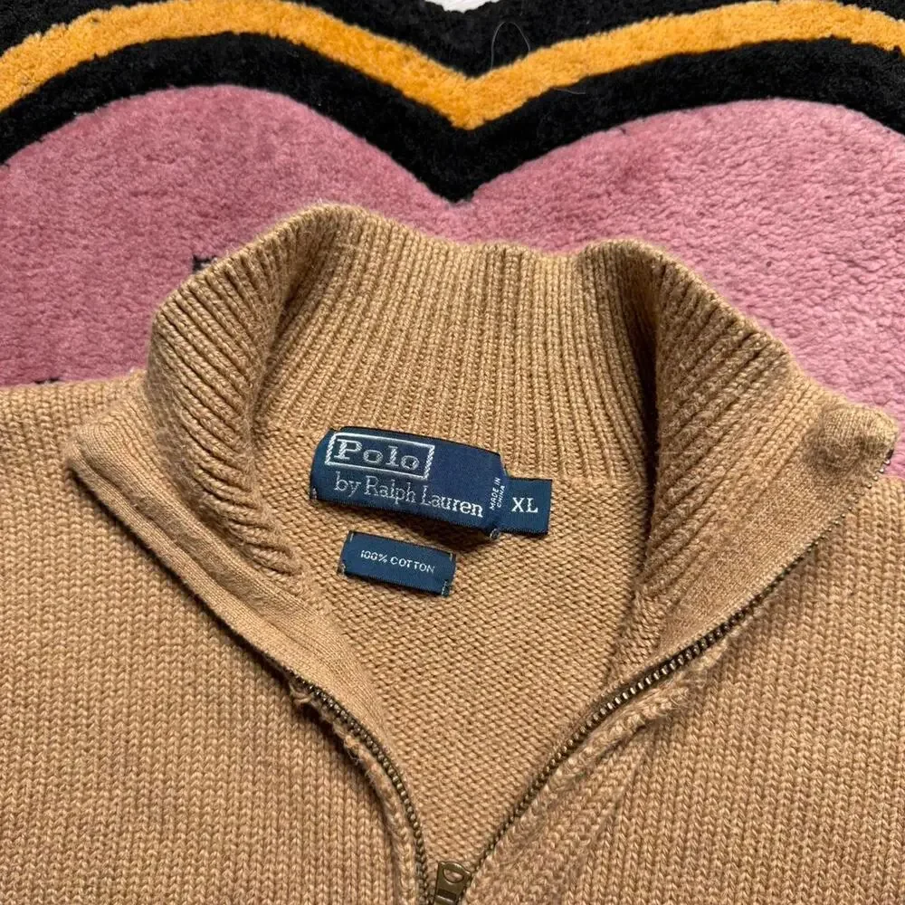 Polo Ralph Lauren Embroidered Logo 1/4 Zip Pullover Sweater Size XL